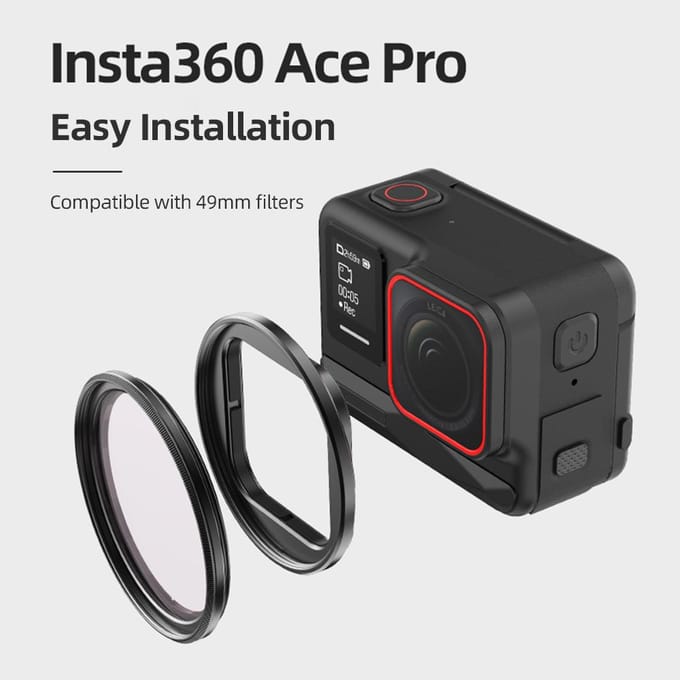 Filterhouder Metalen filterbeugel Beschermend frame Vervanging voor Insta360 Ace/Ace Pro zwart