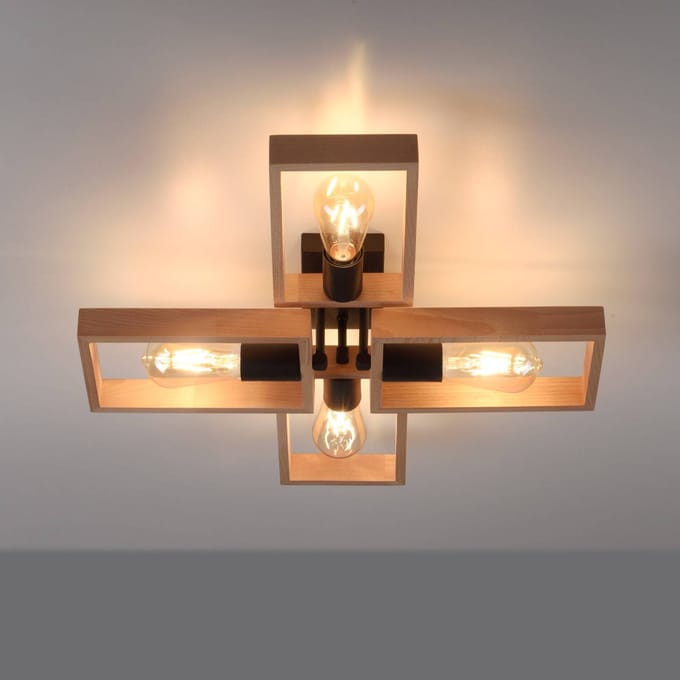 JUST LIGHT. GmbH Frame plafondlamp van hout, 4-lamps