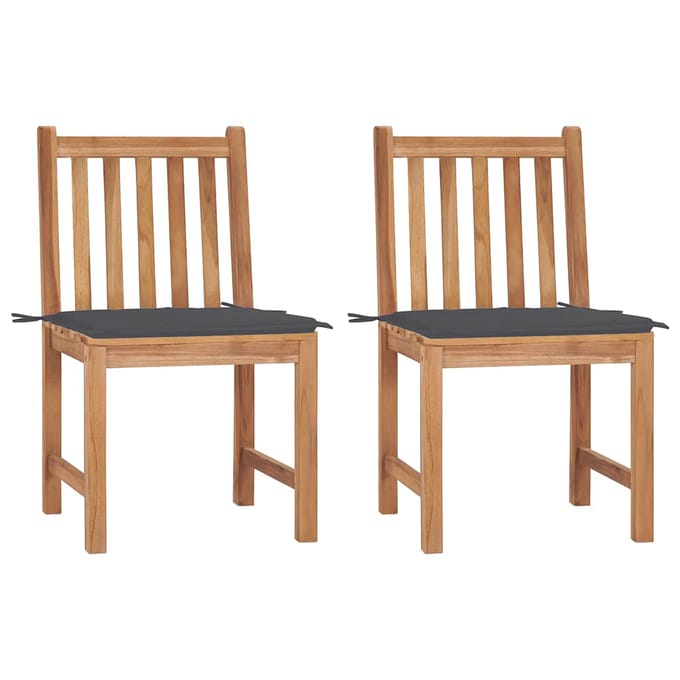 vidaXL - Tuinstoelen - 2 - st - met - kussens - massief - teakhout