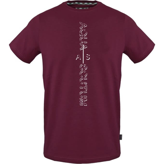 Aquascutum Heren verticaal logo T-shirt (Rood)