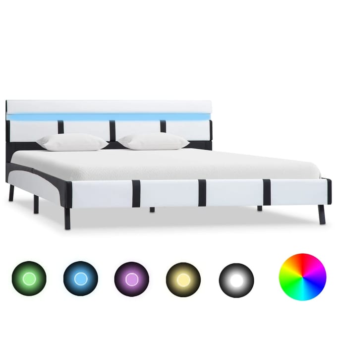 vidaXL - Bedframe - met - LED - kunstleer - wit - 120x200 - cm