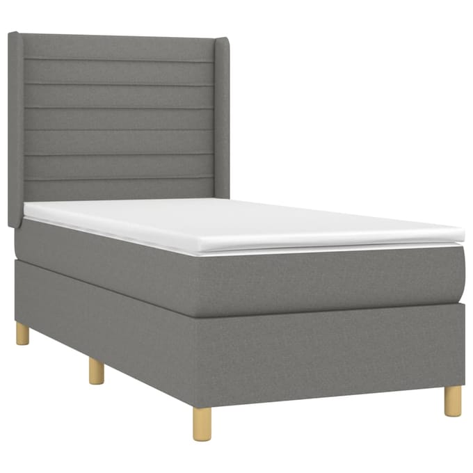 vidaXL - Boxspring - met - matras - stof - donkergrijs - 80x200 - cm