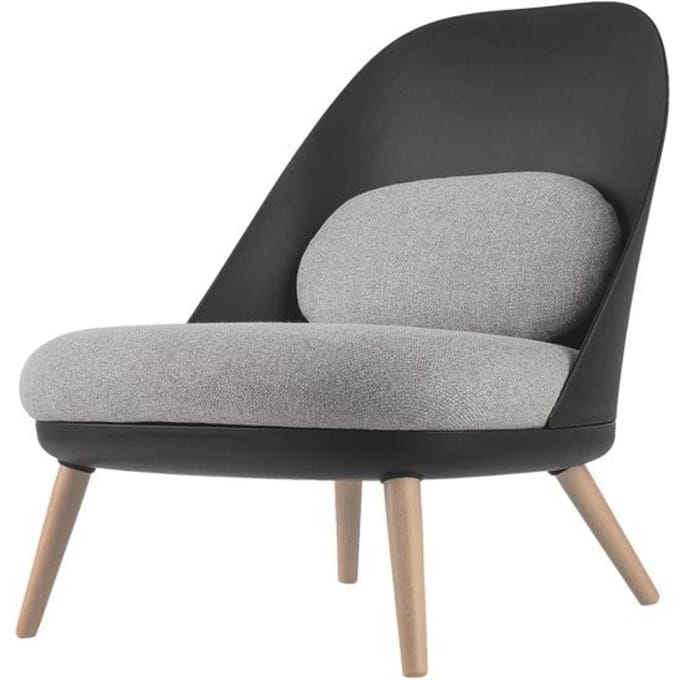 Lounge fauteuil, gestoffeerd, B 700 x D 655 x H 755 mm, 4-poten, zwarte zitschaal