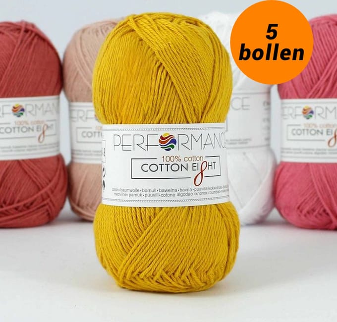 Cotton eight haakkatoen honing oker (1070) - 5 bollen van 1 kleur