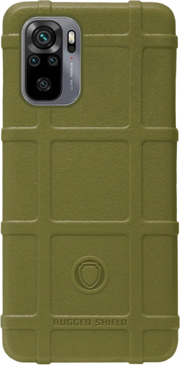 RUGGED SHIELD Rubber Bumper Case Hoesje Geschikt voor Xiaomi Redmi Note 10 (4G)/ 10s - Groen