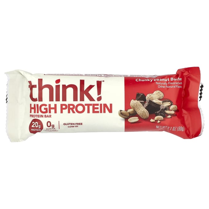Denken!, Eiwitreep, Chunky Pindakaas, 5 eiwitrepen, 60g (2.1oz) elk