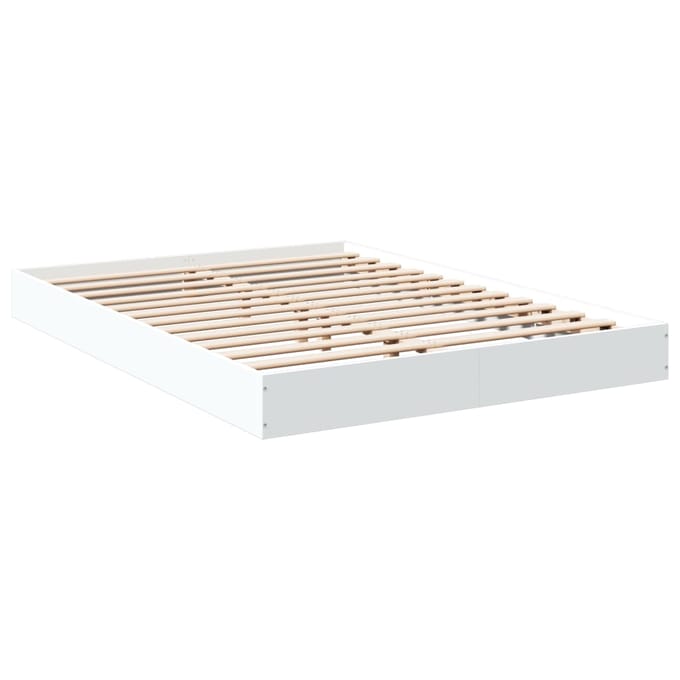 vidaXL - Bedframe - bewerkt - hout - wit - 140x200 - cm