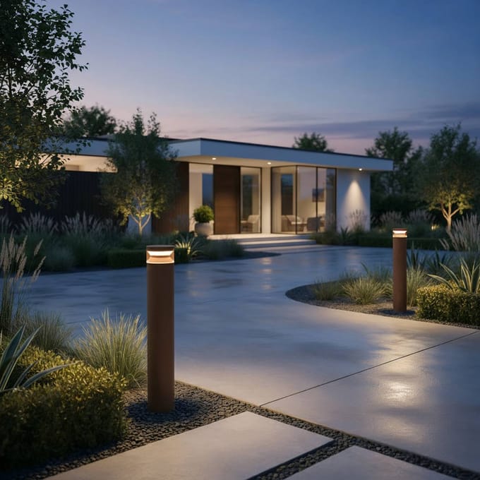 Ideal Lux LED tuinpadverlichting Boeing, hoogte 100 cm, koffiebruin