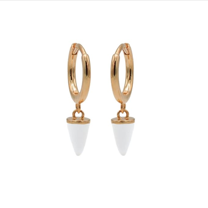 Karma Oorringen Hinged Hoops Emaille Cone Wit Rosé