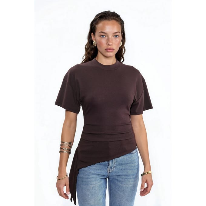 Overmaatse Crew Neck Drape Blouse
