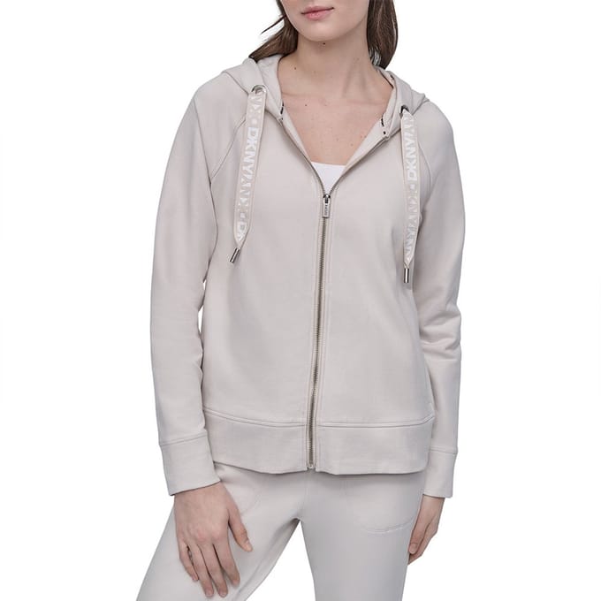 Dkny Two Tone Logo Sweatshirt Met Rits Beige M Vrouw