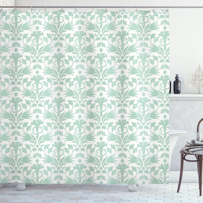ABAKUHAUS Douchgordijn – Seafoam/Wit – 175x180 cm – Waterafstotend