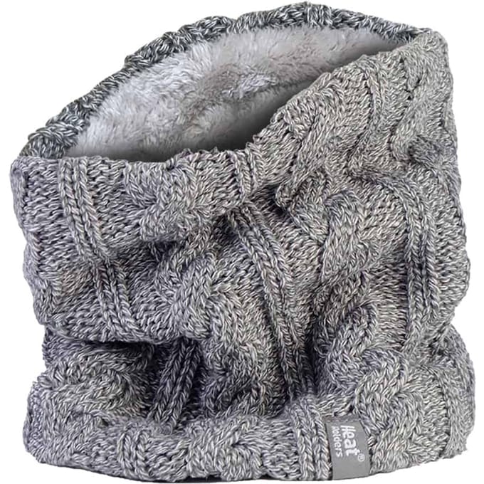 Heat Holders - Kabelgebreide halswarmer voor dames - Lichtgrijs
