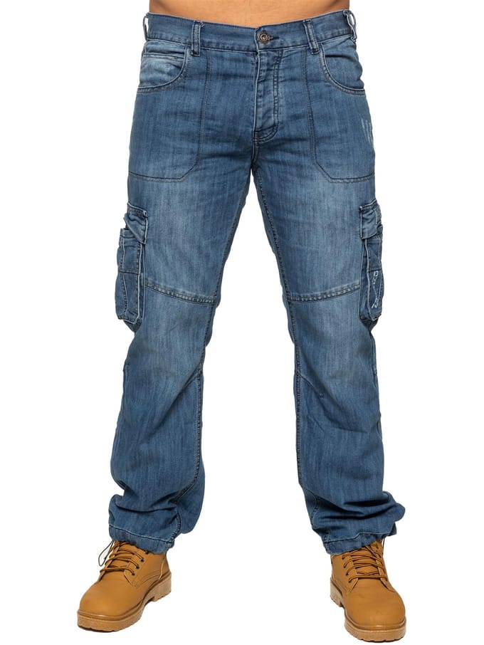 Enzo | Heren Combat Denim Jeans - Blauw