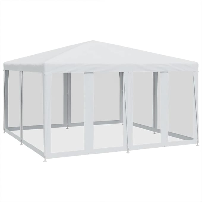 vidaXL - Partytent - met - 8 - mesh - zijwanden - 4x4 - m - HDPE - wit