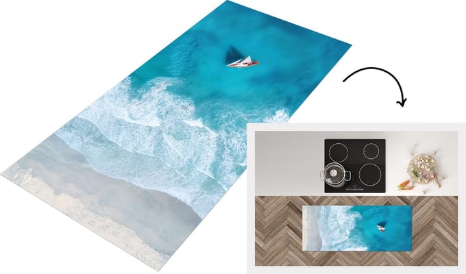 Keukenloper - Loper keuken - Boot - Zee - Strand - 120x50 cm - Keukenloper vinyl