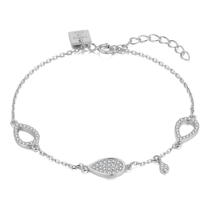 Twice As Nice Armband in zilver, druppels, zirkonia 16cm+3cm