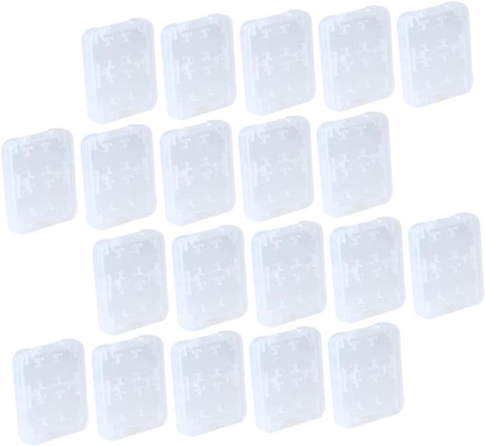 Hemobllo 20Pcs White Transparent Memory Card Keeper Storage Box Bracket Memory Card Case Box Rack Storage Card Container Memory Card Storage Box Slot SD Cards Case Clear Stand
