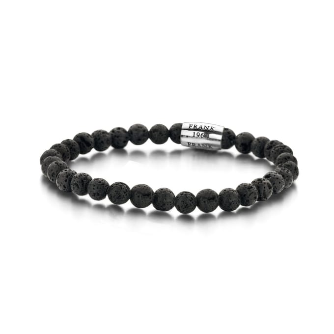 Frank 1967 7FB-0474 Armand Heren - Zwart Lava Steen - 6mm - beads - Element - 20cm - Staalkleurig