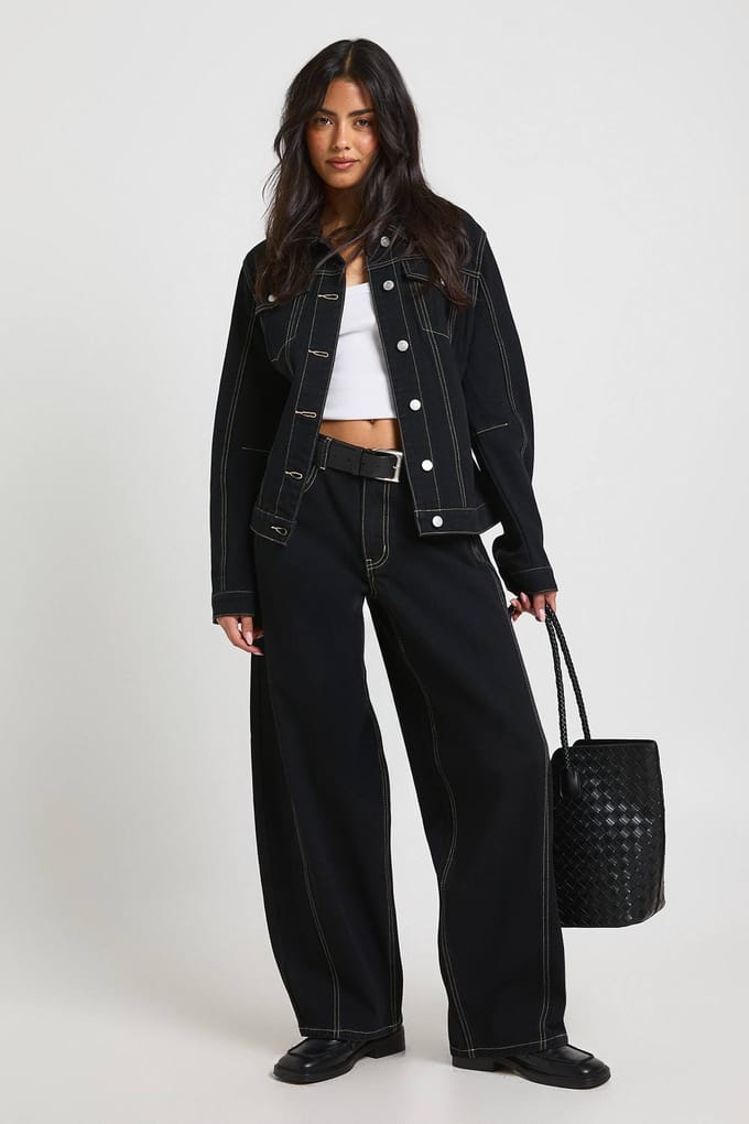 boohoo Dames Denim Jasje met Getailleerde Taille | Rinse | Maat: 42