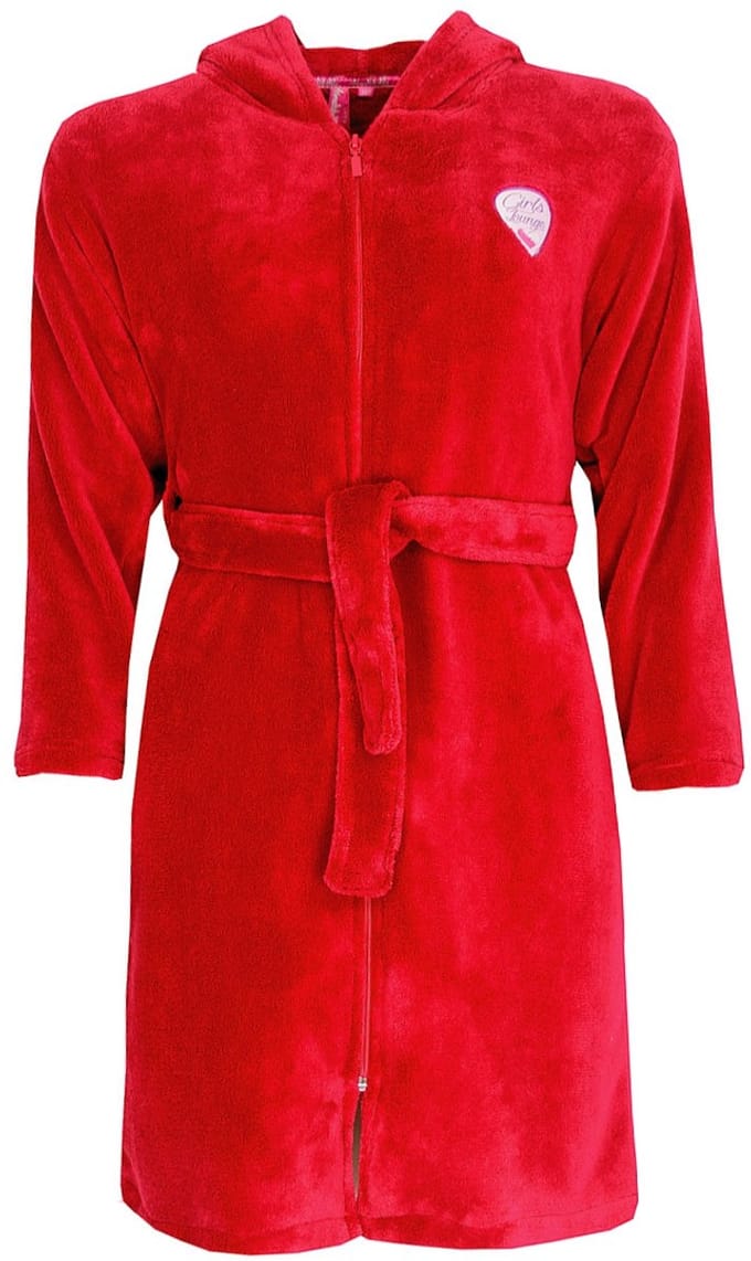 AnnaRebella Meisjes Badjas - Kamerjas - Fleece - Rood - Maat 140