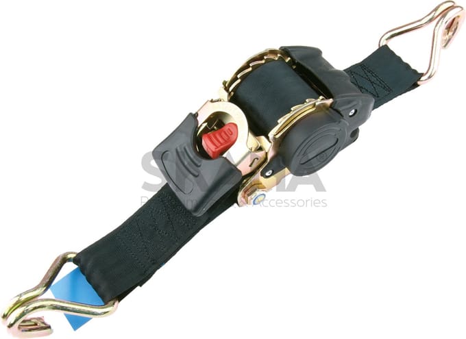 Automatische spanband. 3mx25mm. J-haak Capaciteit 250 kg.