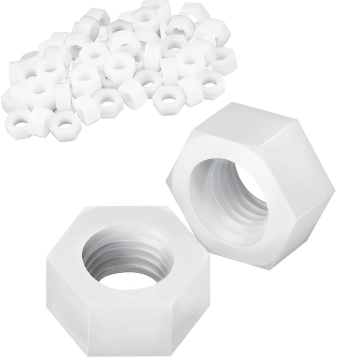 Set van 20 M10 Plastic Moeren - Nylon Zeskantmoeren voor Draadstangen, Schroeven en Washers