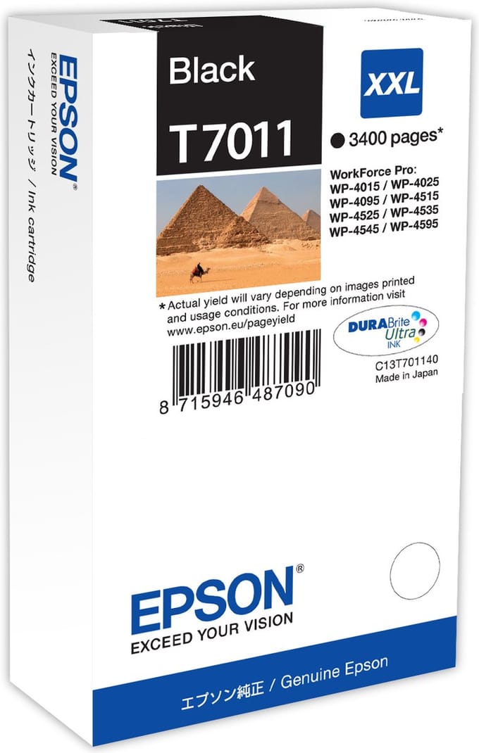 Epson T7011XXL - Inktcartridge / Zwart / Extra Hoge Capaciteit