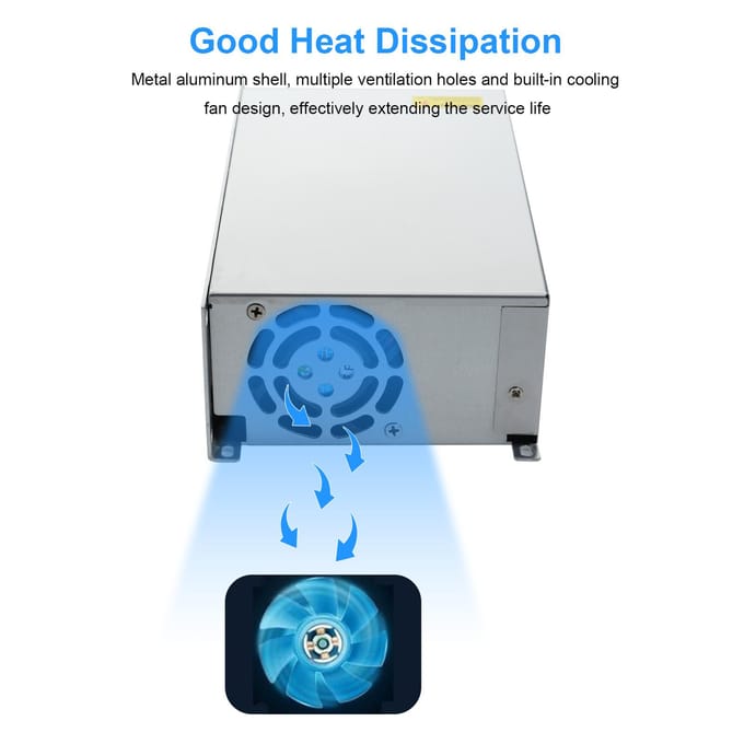 Schakelvoeding DC 24V 50A 1200W Voedingsadapter Spanningstransformator Schakelaar AC 110V/220V naar DC zilver