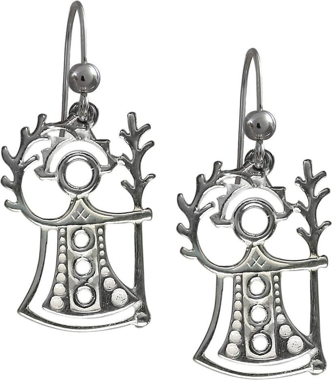 Oorbellen, hang, Zilveren "Akka", Godin van de vruchtbaarheid.