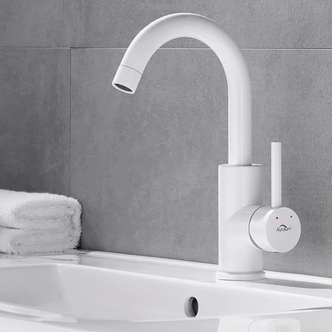 CECIPA MAX Wastafelkraan met Vervangbare Perlator - Mengkraan Warm en Koud Water - Eéngreeps - Geborsteld