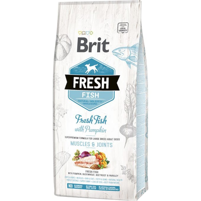 Brit Fresh Vis met pompoen Adult Large - Dubbelpak: 2 x 12 kg