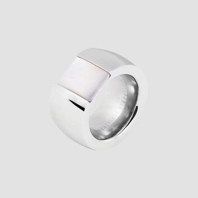AKZENT Akzent Dames Ring uit Edelstahl met parelmoer