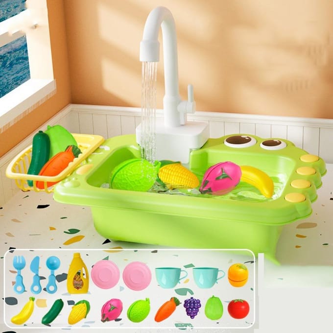 Jeu d'imitation Cuisine Évier Jouet Robinet Universel Rotatif Remplacement Jouet Plastique Simulation Évier Robinet Jeu Robinet vert