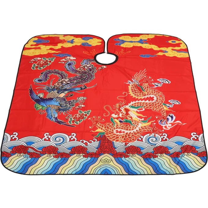 Haarkap Kapselcape Chinese Stijl Patroon Verstelbare Strakheid Waterdicht Kledingbescherming Kapperssjaal red