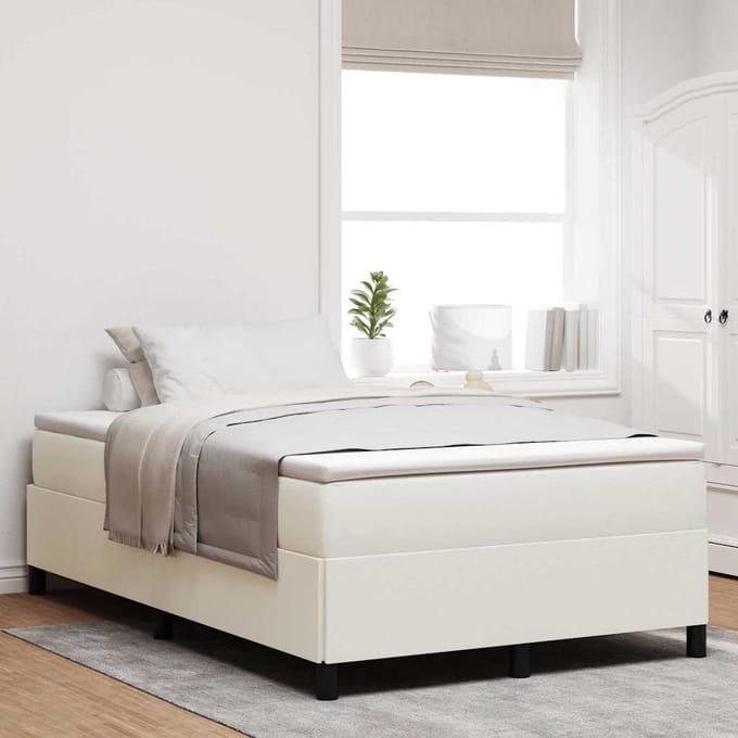 vidaXL - Boxspring - bed - Crèmekleurig - 120 - x - 200 - cm - Corduroy - stof