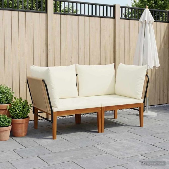 vidaXL - 2 - st - Massief - acaciahout - & - touw - Naturel