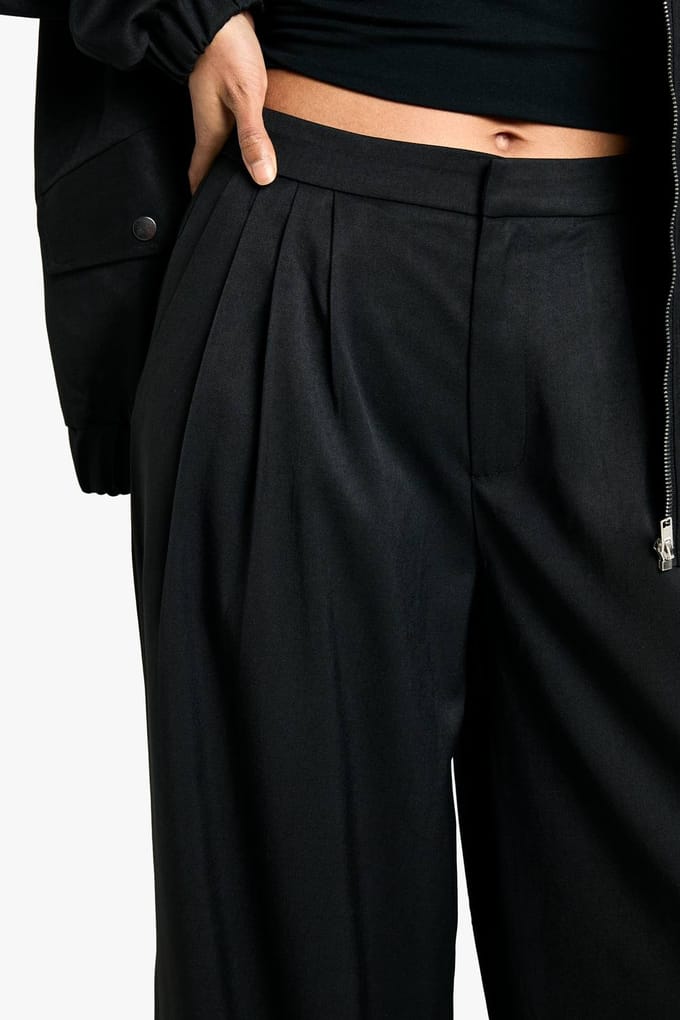 boohoo Dames Tailored Wide Leg Trousers | Zwart | Maat: 36