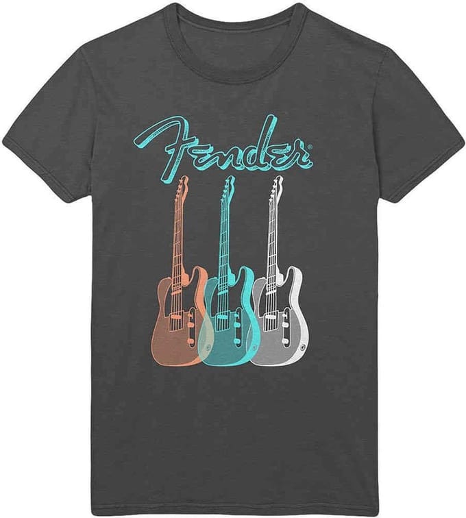 Fender - Triple Guitar Heren T-shirt - S - Grijs