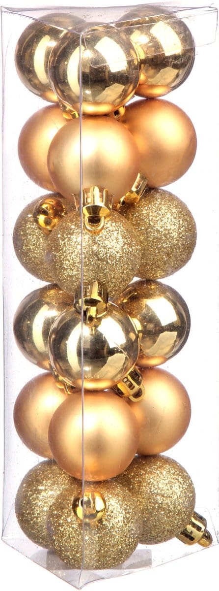 Atmosphera Kerstballen - goudkleurig - 18ST - glans en mat - 3 cm - kunststof