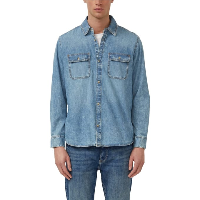 s.Oliver - male - Regular fit: denim overhemd van puur katoen
