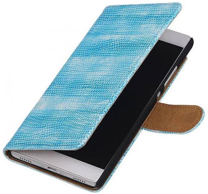Hagedis Bookstyle Wallet Case Hoesje Geschikt voor Huawei P8 Turquoise