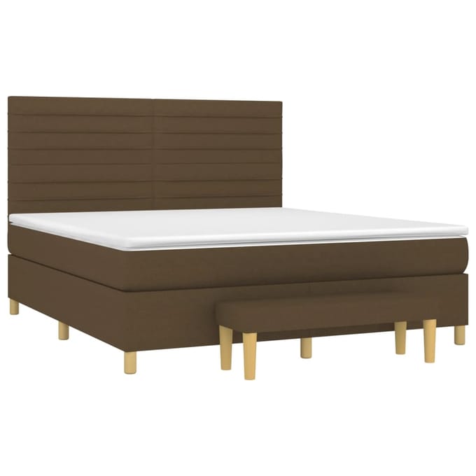 vidaXL - Boxspring - met - matras - stof - donkerbruin - 160x200 - cm