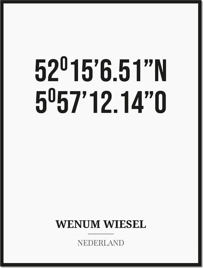 Poster/kaart WENUM WIESEL met coördinaten
