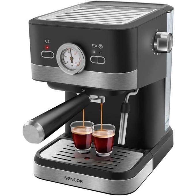 Machine a expresso Sencor SES 1721BK - Café moulu - Buse vapeur cappuccino - 20 bars - Noir