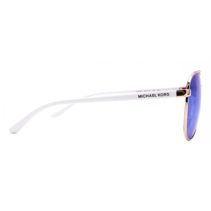 Michael Kors Aviator Womens Rose Gold White Blue Mirror Zonnebril