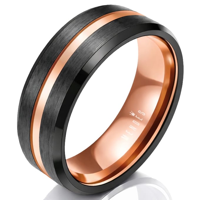 Wolfraam heren ring Zwart met Rose 8mm-21mm