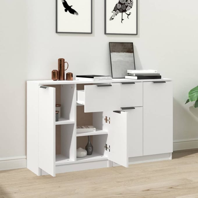 vidaXL - Dressoirs - 2 - st - 60x30x70 - cm - bewerkt - hout - wit
