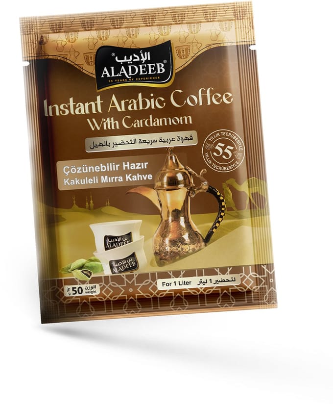 Aladeeb Premium - Instant Arabic Coffee With Cardamom - Mırra Arabisch Kaffee - 50 gr