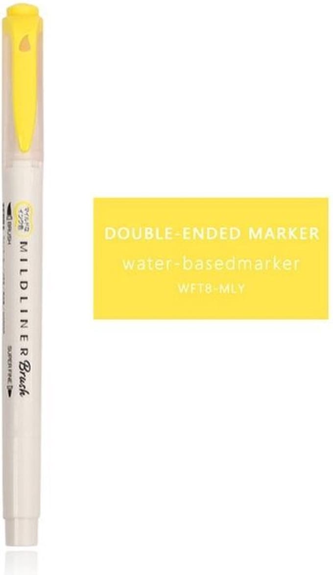 Zebra Mildliner Brush Pen Mild Lemon Yellow - WFT8-MLY